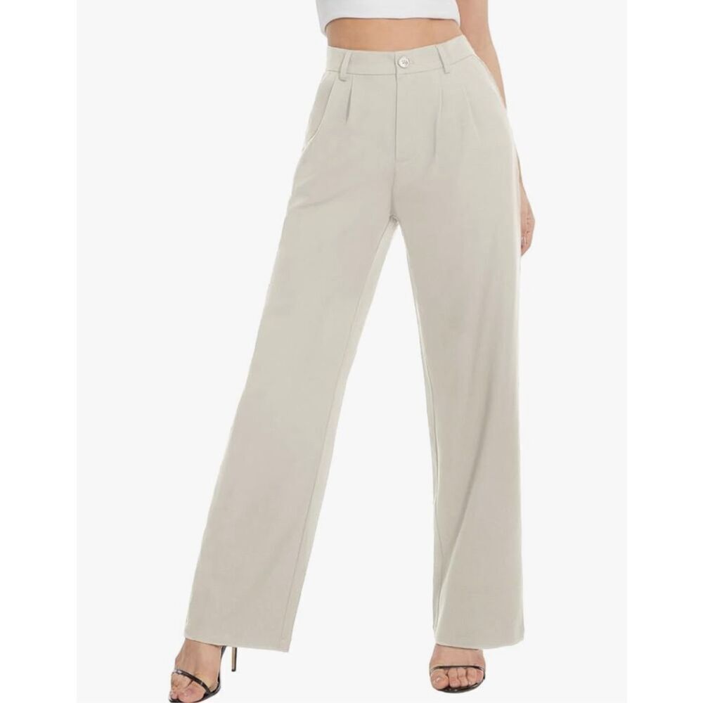 NEW Wide Leg Pants High Waisted Dress Trousers Career Slacks 12